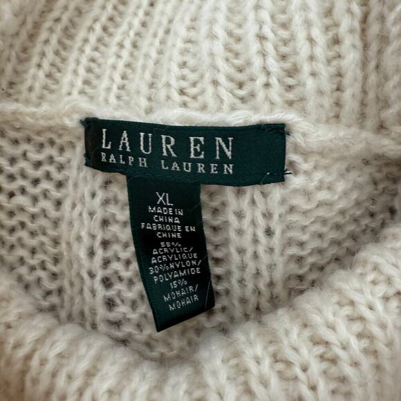Lauren Ralph Lauren Cream Gray Brown Ombré Cable Knit Cowl Neck Sweater XL - Picture 3 of 5